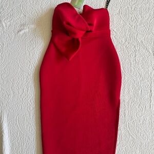 Missguided Red Scuba Bow Midi Dress